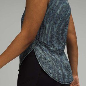 Lululemon High Neck Split Hem Run Tank Dimensional Icing Blue Multi Size 8